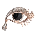 Rose gold eye brooch with clear crystals and a teardrop pendant for fashion outfits - Eye Style (C1043)