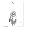 Minimalist light grey car dreamcatcher pendant with turquoise beads and soft feathers - B0055 Gray 8cm