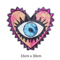 Large pink heart patch with blue eye sequin embroidery and 33cm x 30cm size dimension - Pink Purple Heart Eye (No Glue)