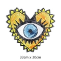 Large eye heart sequin patch 33x30cm embroidered in yellow and blue for DIY clothes - Yellow Orange Blue Heart Eye (No Glue)