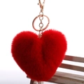Portachiavi a cuore in peluche rosso con chiusura dorata per borsa e regalo coppia - Rosso