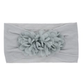 Light gray stretchy nylon headband with soft chiffon flower petals for infants - Gray
