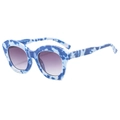 Occhiali da sole chic cat-eye con montatura marmorizzata blu e lenti sfumate viola - Montatura Tartarugata Blu Lenti Sfumate Grigie