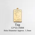Gold rectangular Elizabeth II coin pendant for jewelry making, size 12x22.5mm - Elizabeth Portrait Rectangle Tag (12*22.5MM)