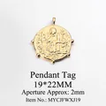 Vintage 1893 gold coin charm pendant with embossed portrait and beaded edge details - 19x22mm