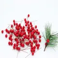 Artificial red berries with pine needles for DIY Christmas wreaths and holiday decoration - Approx. 100Pcs/Bag / Simulation Red Berry 10mm
