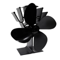 Black 4-blade heat powered stove fan made of premium anodized aluminum with carry handle - Black