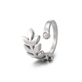 Anillo de hoja minimalista en acero de titanio cepillado con piedra de circón - US 7 / Color Acero (KR39306-K)