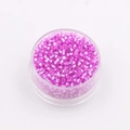 2mm magenta glass seed beads for DIY jewelry making in a round transparent plastic box - Rose Red