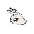 Dettaglio della spilla smaltata con gesto della mano OK e design minimalista bicolore - Stile Gesto della Mano OK (C1470-1)