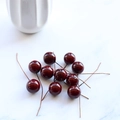 Artificial 16mm deep red holly berries on wire stems for Christmas tree and home decoration - 16mm / Burgundy