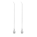 Orecchini lunghi in argento con nappe asimmetriche e zirconi a goccia da donna - Stile Goccia d'Acqua Simmetrico (s06) / Argento