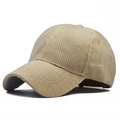 Classic beige corduroy baseball cap with a curved brim and a six-panel structured crown - Adjustable / Khaki