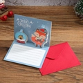 3D Pop-up Christmas card featuring a blue cartoon fox, snow globe and red envelope - Crystal Ball & Fox