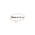 Detail of Oooo LA LA LA text on white speech bubble enamel pin with gold metal border - White Speech Bubble Oooo LA LA LA