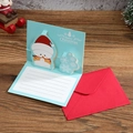 Biglietto di Natale 3D con pupazzo di neve blu e busta rossa per auguri festivi - Pupazzo di Neve & Fiocco di Neve