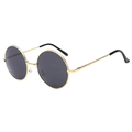 Occhiali anti-luce blu retrò con montatura rotonda dorata e lenti nere alla moda - Montatura Oro Lente Grigia