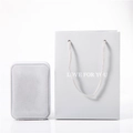Minimalist light gray velvet jewelry box with matching LOVE FOR YOU paper gift bag - Gray