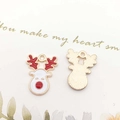 Christmas reindeer charms in red and white enamel with gold metal finish for DIY jewelry - 9906-Reindeer 13x17mm
