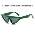 Avant-garde triangle sunglasses with green frames and dark grey lenses for street style - Green Frame Grey Lenses