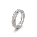 Anillo de acero inoxidable plateado con doble fila de cristales y acabado pulido - US 7 / Color Acero (KR47871-K)