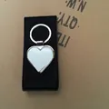 Silver heart-shaped metal keychain with sublimation insert in a premium black gift box - Heart Shape
