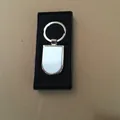 DIY silver metal sublimation keychain with white blank panel in black gift box - Semi-circle