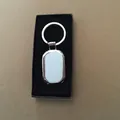DIY metal keychain with oval aluminum plate in black display box for heat transfer - Rounded Corner