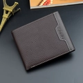 Herren-Brieftasche aus dunkelbraunem Leder mit Lychee-Narbung und Kontrastnähten - Dunkelkaffee