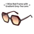 Gafas de sol hexagonales con montura color burdeos y lentes degradadas gris té - Montura Granate Lentes Té Gris