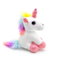 Süßes weißes Einhorn Plüschtier mit Regenbogenmähne und rosa Glitzerpfoten - Weiß