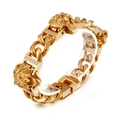 Men's hip hop gold stainless steel cuban chain bracelet featuring dual lion heads with cz - Double Lion Head Gold
