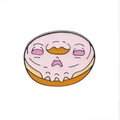 Detailansicht der pink-orangen Cartoon-Donut-Emaille-Nadel mit süßem Gesichtsausdruck - Donut Skelett Stil (C1475-2)