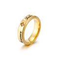 Golden couple ring engraved with Forever Love featuring a small sparkling zircon stone - US 7 / Gold (Men's)