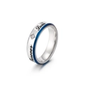 Silver couples ring featuring blue inlay, sparkling zircon, and Forever Love engraving - US 7 / Blue & Steel Two-tone (Men's)