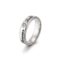 Bague Forever Love argentée avec zircon en forme de cœur et gravure élégante - US 7 / Couleur Acier (Femmes)