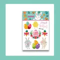 Easter temporary tattoo sticker featuring colorful bunnies and eggs, model WK-050 - Easter WK-050