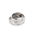 Anillo de tres bandas entrelazadas con doble fila de cristales y acabado plateado - US 7 / Color Acero (KR49526-K)