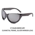 Lunettes de soleil Y2K sportives avec monture gris fusil et verres argentés miroir - Monture Gunmetal Verres Miroir Argent
