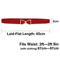 Elastic red waist belt for women with a gold bow buckle, fits 67cm to 97cm waistline - Patent Bow (Red)