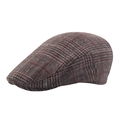 Klassieke koffiebruine geruite platte pet van dikke wolmix voor dames en heren - 58cm / Rood