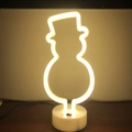 Warm white LED neon snowman desk lamp with white base and toggle switch for Christmas decor - Snowman (Warm White) With Base