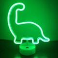 Green dinosaur LED neon light with white round base for bedroom table decoration - Dinosaur (Green) With Base
