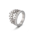 Elegant silver crown hollow ring in titanium steel with sparkling cubic zirconia inlay - US 7 / Silver
