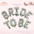 Silver Bride to Be foil balloon set for bridal shower party with metallic reflection effect - Bride To Be (Standard) / Silver