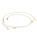 Cadena de cintura dorada de doble capa con colgantes de corazón, trébol y lazo elegante - Estilo Trébol Corazón Infinito / Dorado