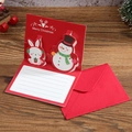 Biglietto di Natale 3D rosso con coniglio e pupazzo di neve, con busta coordinata - Coniglio & Pupazzo di Neve