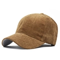 Classic dark brown corduroy baseball cap for women with vintage ribbed texture - Adjustable / Coffee