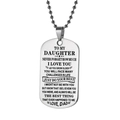 Silver military tag necklace for daughter with engraved message on a bead chain - From Dad to Daughter - Necklace / Silver