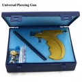 Universal ear piercing gun kit in golden metal with markers and studs in a blue storage box - Professional Piercing Gun Set